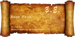 Beer Erik névjegykártya